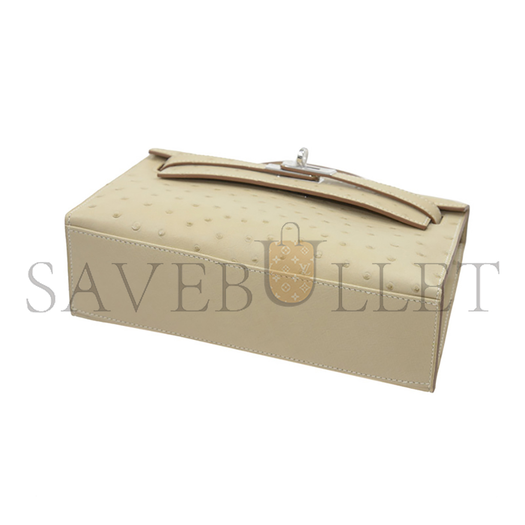 HERMÈS MASTER HANDBAGS KELLY CLUTCH BAG PARCHEMIN (22*14*7cm)